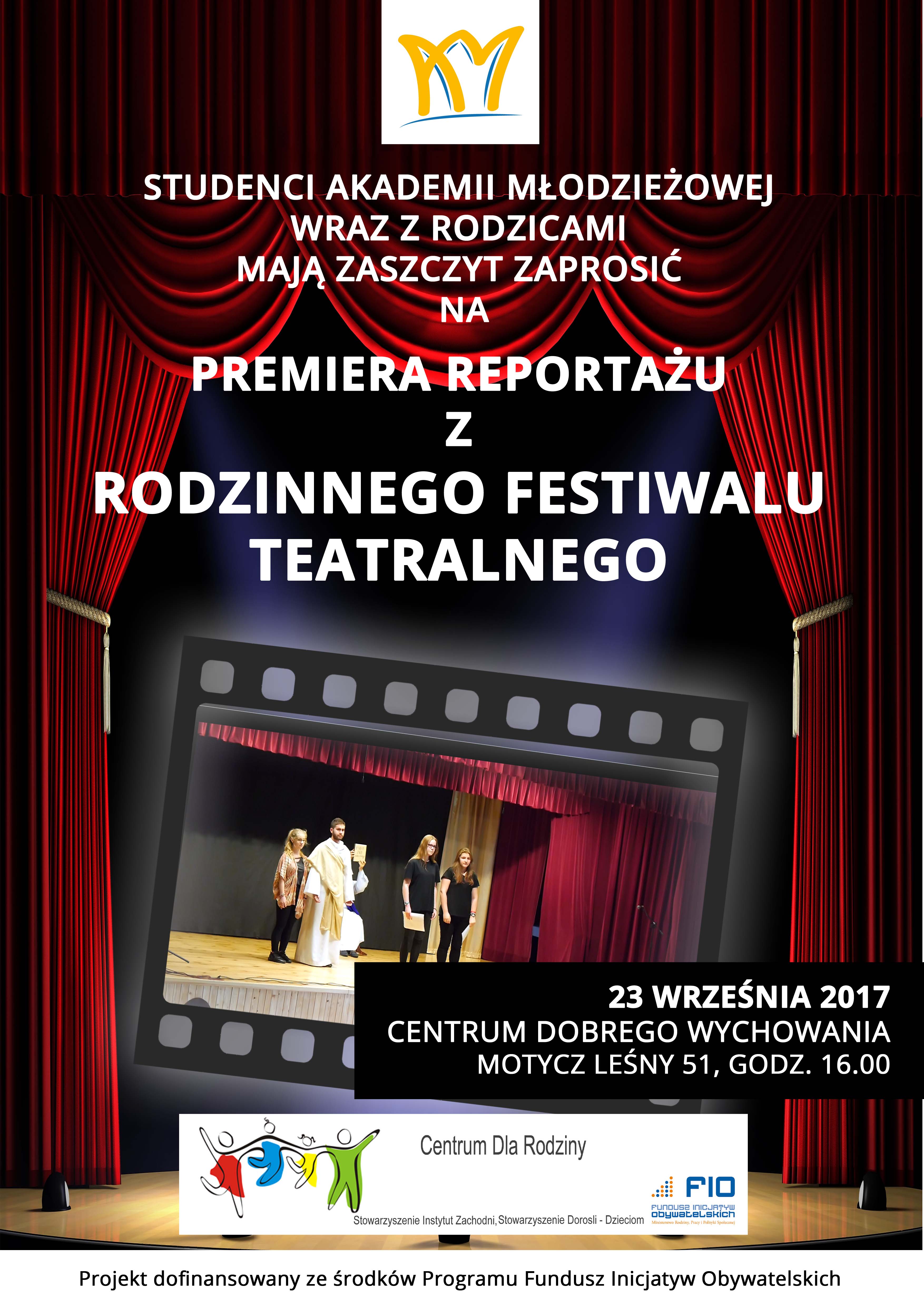 plakat zaproszenie na premiere reportazu z festiwalu